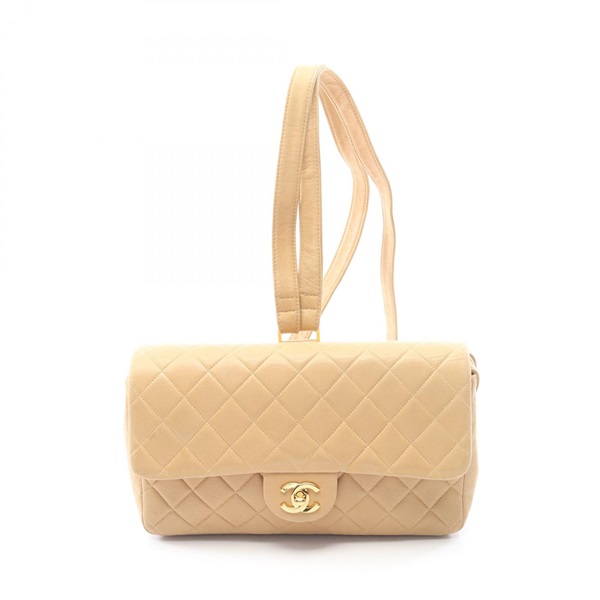 CHANEL Matelasse Rucksack Backpack Lambskin sheep leather Beige Used Women GHW