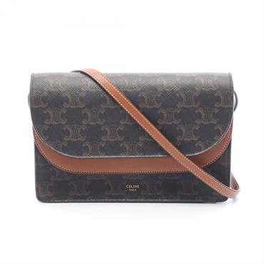 CELINE TAN Triomphe Shoulder crossbody Bag 10D852CG9 canvas leather Brown Used