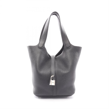 HERMES Picotin Lock MM Tote Bucket Handbag Clemence leather Black SHW Used Y