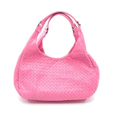 BOTTEGA VENETA Medium Campana Intrecciato Shoulder Bag leather Fuschia pink Used