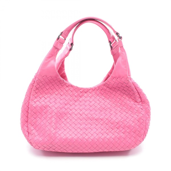 BOTTEGA VENETA Medium Campana Intrecciato Shoulder Bag leather Fuschia pink Used
