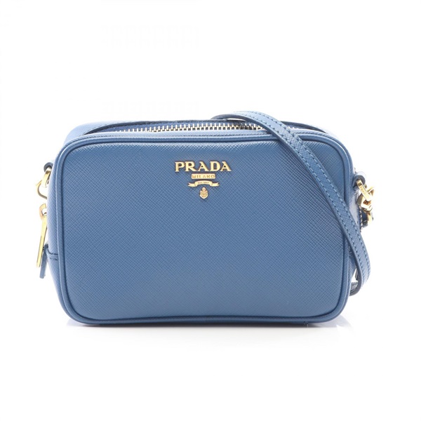 PRADA Shoulder crossbody hand Bag Saffiano leather Blue Used Women