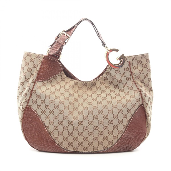 GUCCI GG canvas Shoulder Bag 203504 leather Beige Brown Used Women