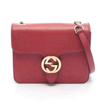 GUCCI Interlocking G Chain Shoulder Bag 510304 leather Red Used Women