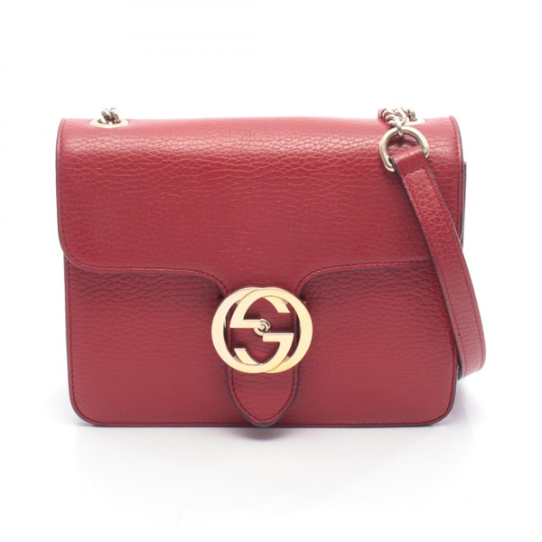 GUCCI Interlocking G Chain Shoulder Bag 510304 leather Red Used Women