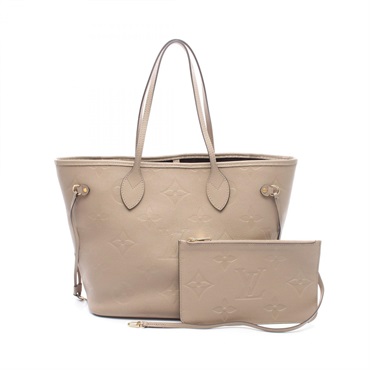 LOUIS VUITTON Neverfull MM Tote shoulder Bag M45686 Monogram empreinte beige LV