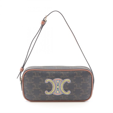 CELINE Cuir Triomphe Mini Camera Shoulder Handbag PVC coated canvas leather Used