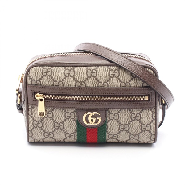 GUCCI Ophidia GG Supreme Mini Shoulder Bag canvas leather Beige Brown Multi NEW