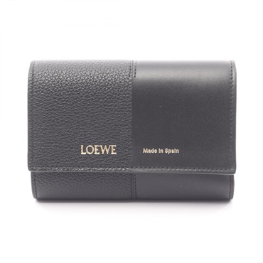 LOEWE Vertical small Tri-fold wallet C612S33X011100 leather Black NEW Women