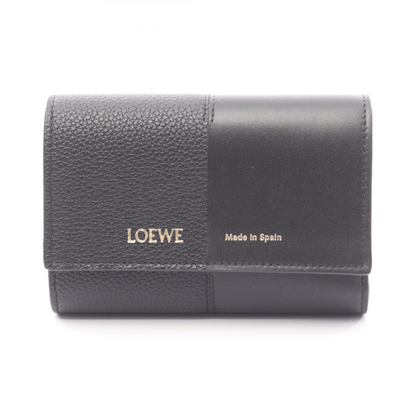 LOEWE Vertical small Tri-fold wallet C612S33X011100 leather Black NEW Women