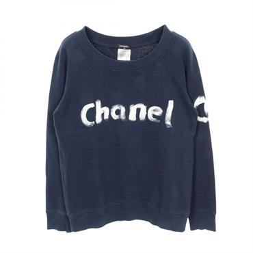 CHANEL CHRISTMAS2013 Sweatshirt Longsleeved Top cotton Navy Used Women size M