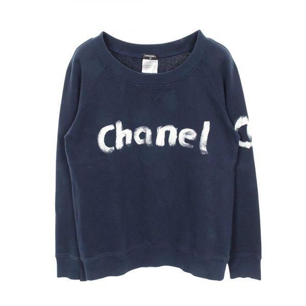 CHANEL CHRISTMAS2013 Sweatshirt Longsleeved Top cotton Navy Used Women size M