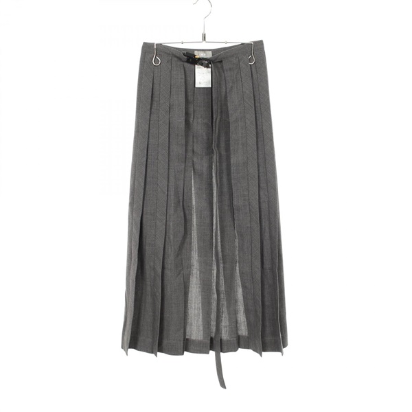 Christian Dior Virgin wool Half Kilt Pleated Long Skirt #U wool Gray women