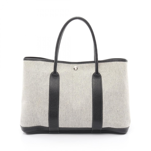 HERMES Garden party PM Tote Bag Toile H canvas Negonda leather Gray Used SHW G