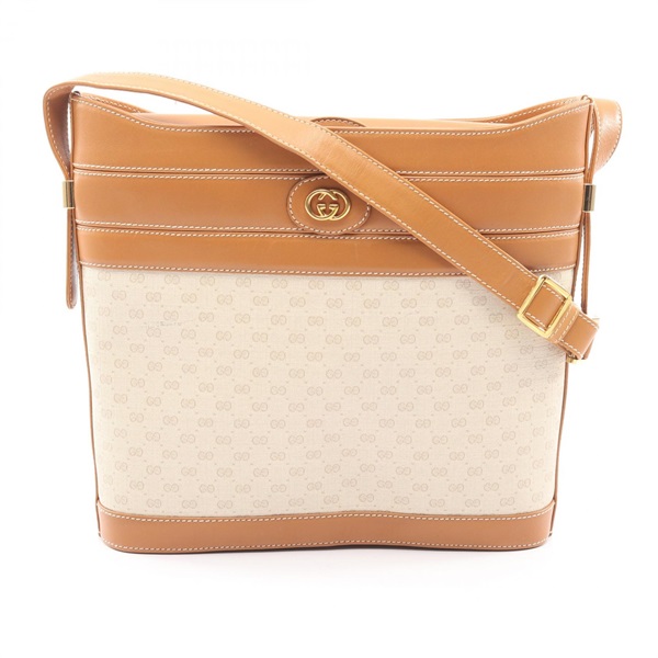 GUCCI Micro GG Shoulder crossbody Bag 001 406 0579 canvas leather White Brown