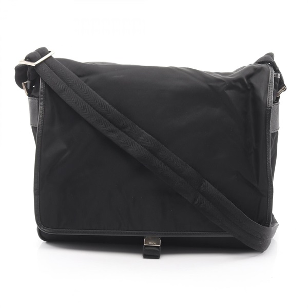 PRADA Shoulder crossbody Bag Nylon Saffiano leather Black Used mens