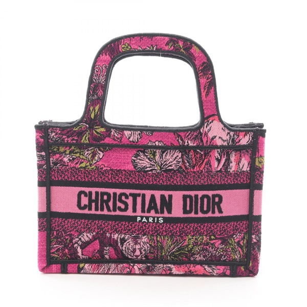 Christian Dior BOOK TOTE Mini Handbag canvas rose jacquard Multicolor Used Women