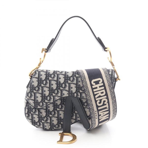 Christian Dior Mini Saddle Shoulder Bag in Oblique Jacquard Handbag canvas Used