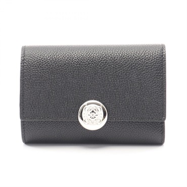 LOEWE Pebble Small Vertical Tri-fold Wallet CANBS33X031100 leather Black NEW
