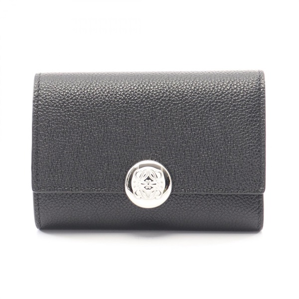 LOEWE Pebble Small Vertical Tri-fold Wallet CANBS33X031100 leather Black NEW