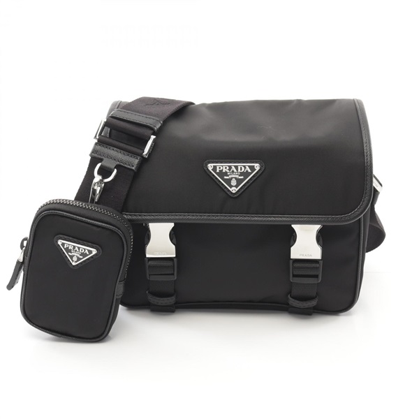 PRADA RE-NYLON TESSUTO+SAFFIANO Shoulder Crossbody Bag 2VD0342DMHF0002 Black NEW