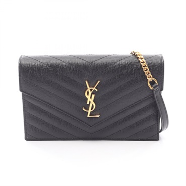 SAINT LAURENT PARIS Cassandra Envelope Shoulder Bag leather Black NEW Women