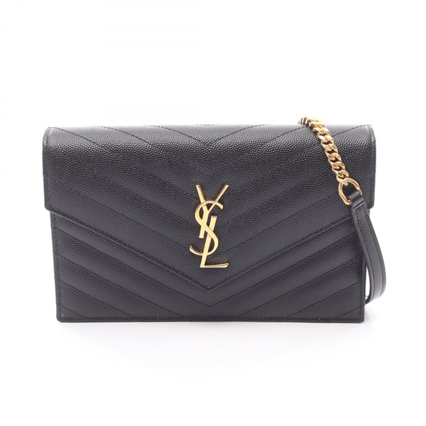 SAINT LAURENT PARIS Cassandra Envelope Shoulder Bag leather Black NEW Women