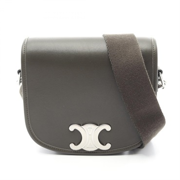 CELINE Small Besace Strap Triomphe Shoulder Crossbody Bag 17883GAO leather Used