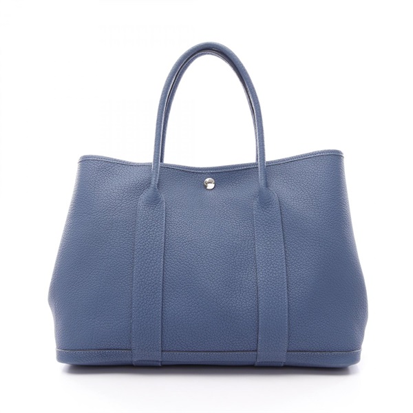 HERMES Garden Party PM Hand Tote Bag Negonda leather Blue brighton Used C SHW