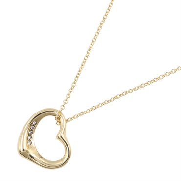 TIFFANY＆CO Open Heart 5P Diamond Necklace Pendant 18KYG Yellow Gold Used Women