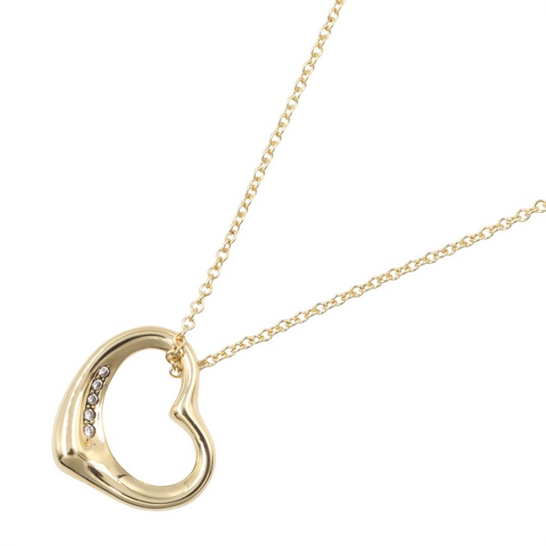 TIFFANY＆CO Open Heart 5P Diamond Necklace Pendant 18KYG Yellow Gold Used Women