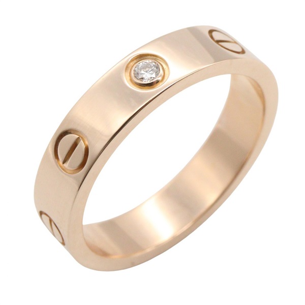 CARTIER Mini Love 1P Diamod Ring 18KPG Pink Rose Gold Used women US size 5 #50