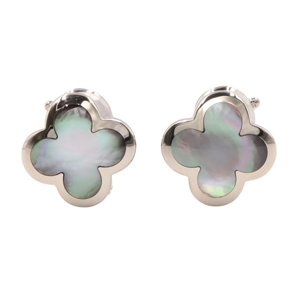 Van Cleef & Arpels Pure Alhambra Earrings 18KWG Gold Gray mother of pearl Used
