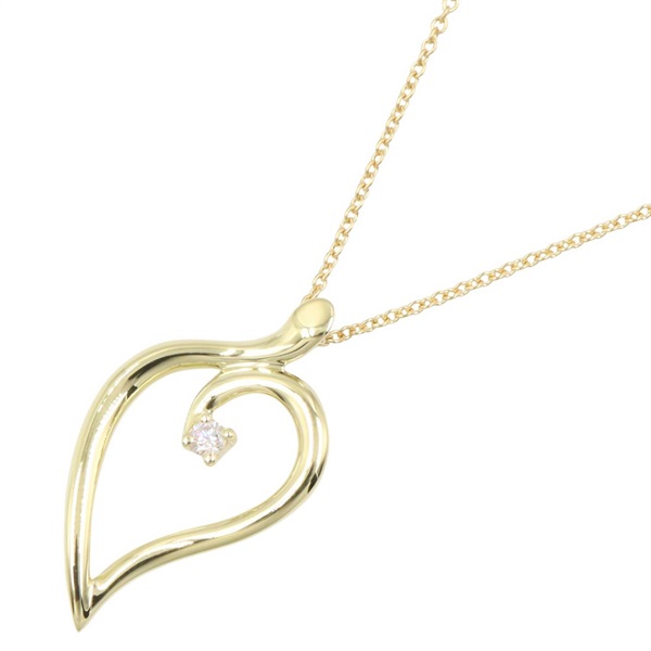 TIFFANY＆CO Leaf Heart Necklace 1P Diamond 18KYG Yellow Gold Used women