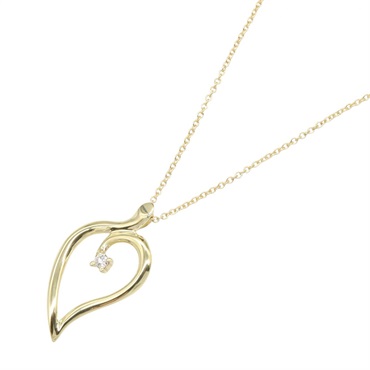 TIFFANY＆CO Leaf Diamond Necklace Pendant 18KYG Yellow Gold Clear Used Women