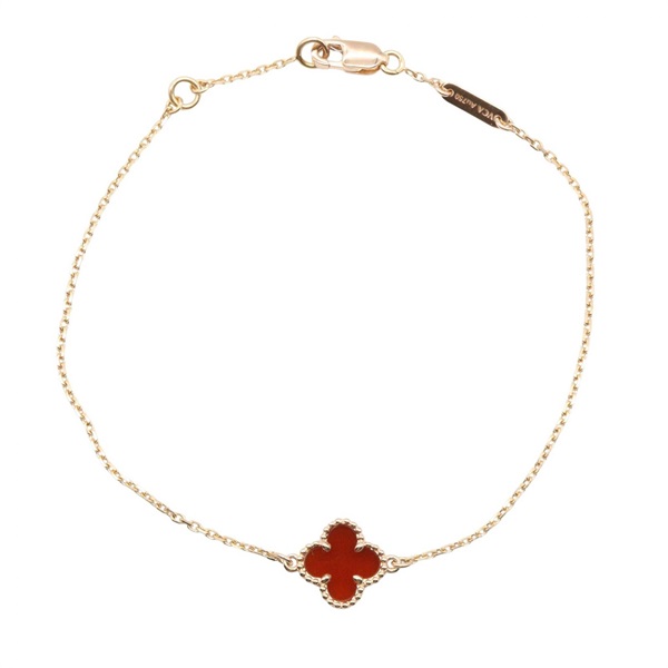 Van Cleef & Arpels Sweet Alhambra Bracelet 18KPG Pink Rose Gold Red Used Women