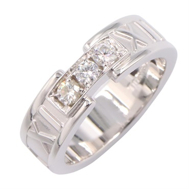 TIFFANY＆CO Atlas Ring Diamond 18KWG White Gold Used  women US size 4.25