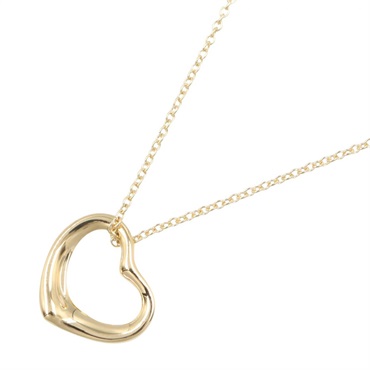TIFFANY＆CO Open Heart Necklace Pendant 41cm 18KYG Yellow Gold Used Women