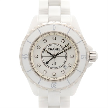 CHANEL J12 12P Diamond Wrist Watch H1628 Quartz ceramic Used Women CC Coco