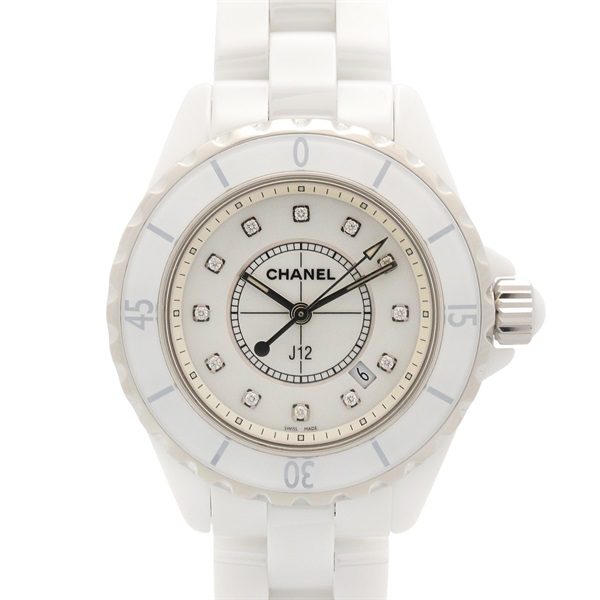 CHANEL J12 12P Diamond Wrist Watch H1628 Quartz ceramic Used Women CC Coco