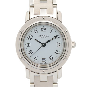 HERMES Clipper Wrist Watch CL4.210 Quartz Stainless Steel Used Women