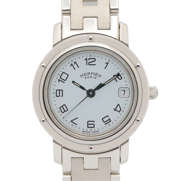 HERMES Clipper Wrist Watch CL4.210 Quartz Stainless Steel Used Women