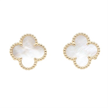 Van Cleef & Arpels Vintage Alhambra Earrings 18KYG Gold Mother of pearl Gold