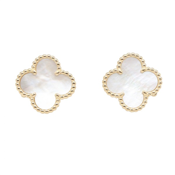 Van Cleef & Arpels Vintage Alhambra Earrings 18KYG Gold Mother of pearl Gold