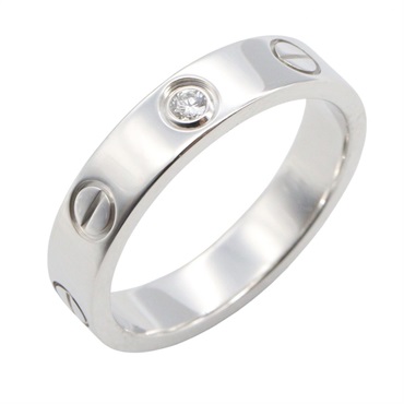 CARTIER Mini Love 1PD Diamond Ring 18KWG White Gold Used Women US size #4.5 #48