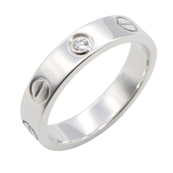 CARTIER Mini Love 1PD Diamond Ring 18KWG White Gold Used Women US size #4.5 #48