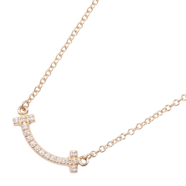 TIFFANY＆CO T Smile Diamond Mini Necklace 18KRG Pink Rose Gold Used 40.5/45cm