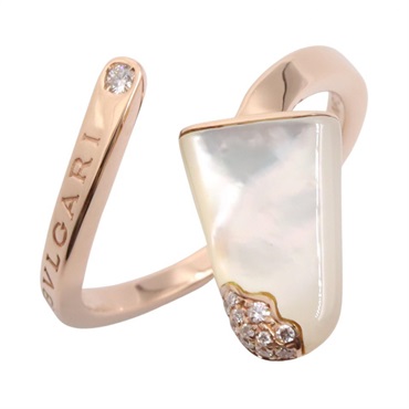 BVLGARI Gelati Ring 18KPG Pink Rose Gold Diamond MOP Used women US size 7.25 #55