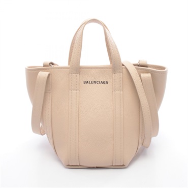 BALENCIAGA Everyday XS North South Crossbody Handbag 672793 leather Beige Used