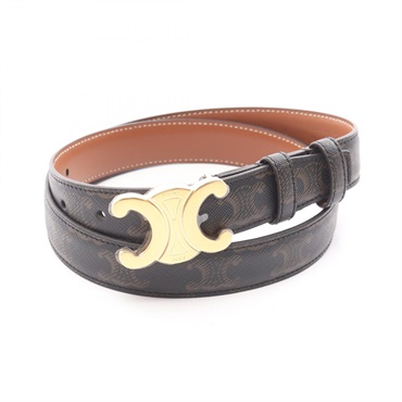 CELINE Triomphe Medium 25mm belt 45AK92ACO04LU80 leather Black Brown NEW #80